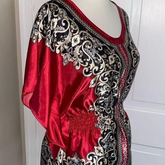 🔥3/$20🔥 HeartSoul satin printed peplum blouse size M - Picture 5 of 11